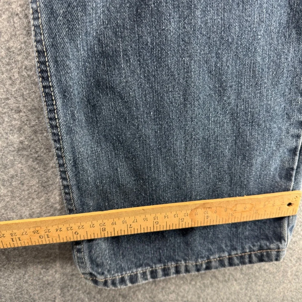 Phat Farm Denim Jeans Mens 39 x 30 Blue Vintage Graphic Back Pocket Whiskered
